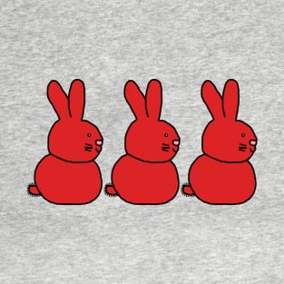 Three Red Easter Bunnies T-Shirt